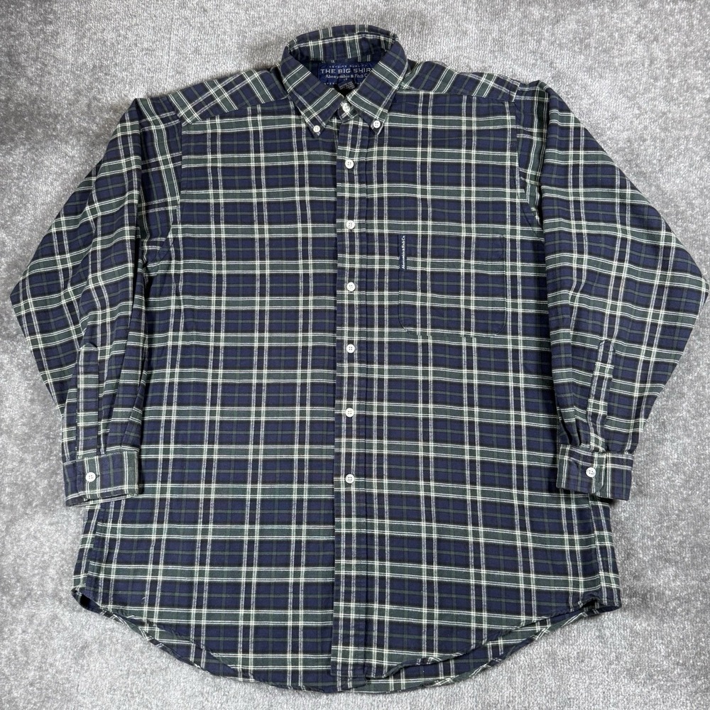 Abercrombie & Fitch "The Big Shirt" Men's Small Blue Green Plaid USA Made VTG